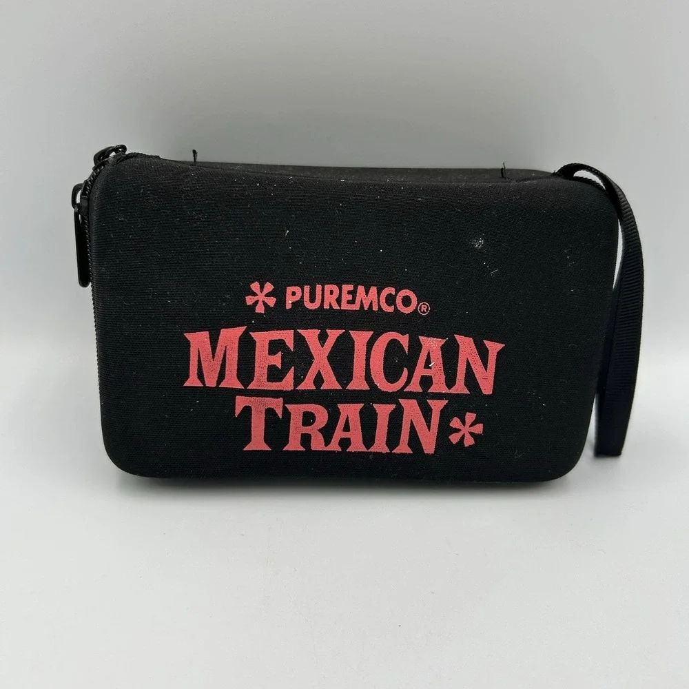 Puremco Mexican Train To Go 91 Dominoes 7 Trains Zipper Case Numbered Dominoes‎